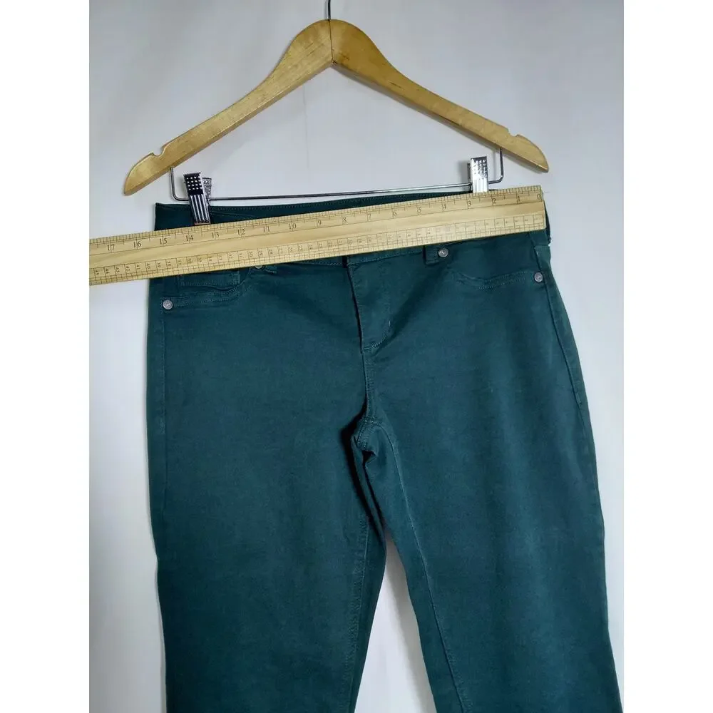 Maurices Embroidery Dark Green Stretch Skinny Jeans Denim Women Size M